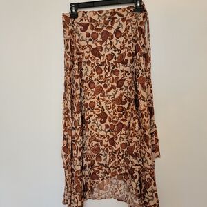 Paisley Wrap Skirt in Brown and Cream